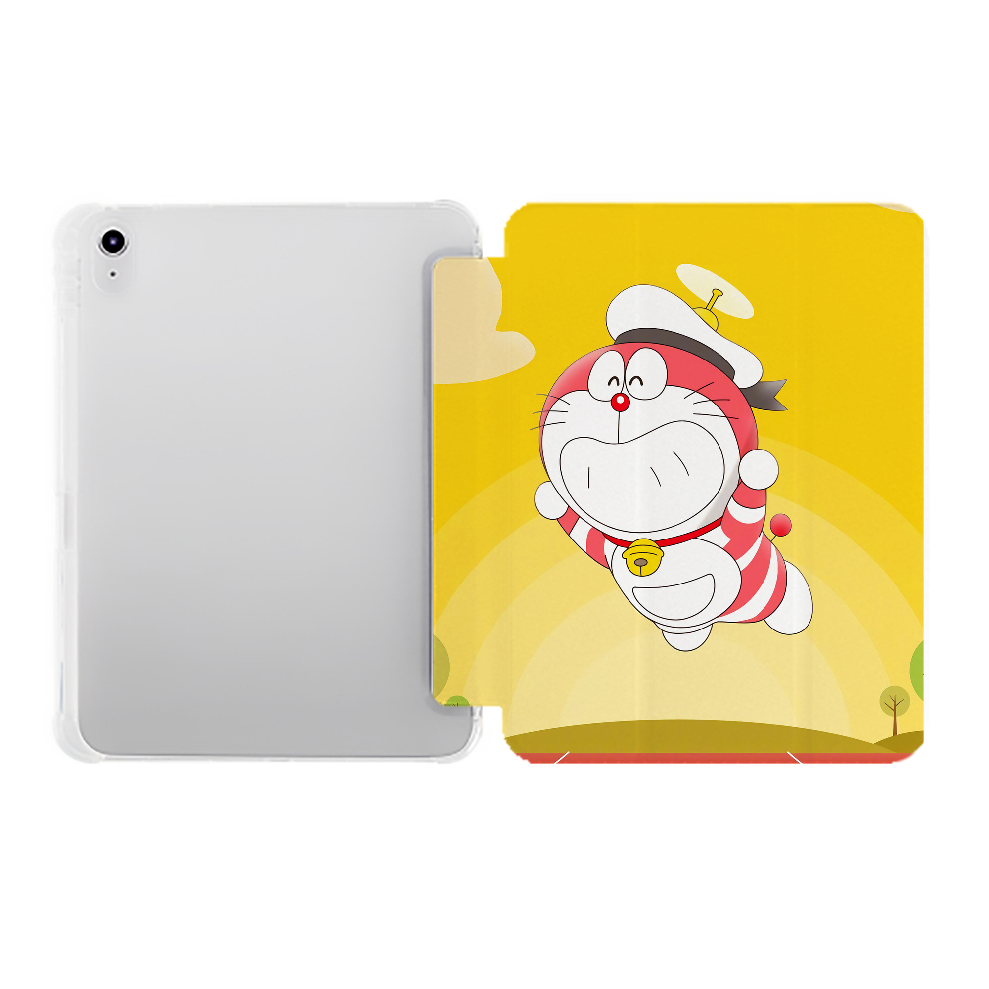 （画像用） ドラえもん Doraemon IPad ケース ペン収納付き 三つ折りスタンド PUレザー×シリコン 対応機種9.5/10.5/10.9インチ